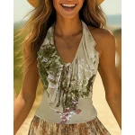 Women's Pants Trousers Palazzo Pants Fashion Streetwear Comfort Full Length High Waist Floral Elastic Waist Comfy Outdoor Comfortable Street Daily Wear Going out Orange Summer Regular Fit - Image 4