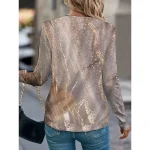 Women's T shirt Long Sleeve V Neck Long Sleeve Tunic Fashion Casual Print Regular Tops Daily Yellow Spring Fall Prefall - Image 2