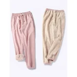 Women's Sweatpants Fleece Pants Joggers Casual Athletic Plus velvet Full Length High Waist Plain Drawstring Pocket Elastic Waist Comfort Warm Breathability Micro-elastic Outdoor Sports Going out - Image 3