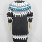 Women's Mini Dress Sweater Dress Vintage Fashion Modern Daily Holiday Going out Regular Fit Geometric Long Sleeve Crew Neck Dark Gray Fall Winter - Image 3