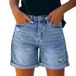 Women's Shorts Slacks Streetwear Casual Short Natural Plain Pocket Comfortable Vacation Weekend Light Sky Blue Navy Black Dark Navy Summer Regular Fit - Image 2