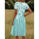 Women's Mini Dress Casual Dress Petite Dress T Shirt Dress Tee Dress Sundress Casual Vacation Casual Daily Regular Fit Floral Short Sleeve Crew Neck Pink Green Summer - Image 2