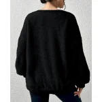 Women's Hoodies Plain Streetwear Casual Long Sleeve Crew Neck Regular Tops Street Holiday Pocket Black Fall Winter - Image 3