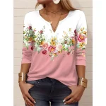 Women's Pullover Sweatshirt Zip Up Sweatshirts Floral Graphic Fashion Casual Long Sleeve Crew Neck Regular Tops Street Dailywear Zipper Print Light Green Pink Purple Fall Winter - Image 5