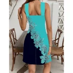 Women's Mini Dress Sundress A Line Dress Halter Dress Vacation Casual Going out Regular Fit Floral Graphic Sleeveless V Neck Black White Blue Green Summer - Image 6