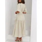 Women's Maxi Dress Casual Dress Swing Dress Basic Casual Vacation Daily Regular Fit Plain Short Sleeve V Neck Black Green Apricot Light Blue Summer - Image 4