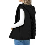 Women's Puffer Vest Quilted Vest Windproof Warm Patchwork Simple Solid Color Daily Regular Hooded Regular Fit Sleeveless Outerwear Black White Camel Fall Winter - Image 3