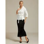 Women's Skirt Trumpet / Mermaid Elegant Vintage Maxi High Waist Skirts Stretchy Black Spring Velvet - Image 6