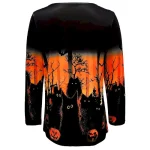 Halloween Women's T shirt Pumpkin Graphic Cat Vintage Stylish Classic Long Sleeve Crew Neck Regular Tops Daily Print Orange Spring Fall Winter - Image 2
