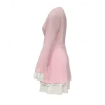 Women's Mini Dress Blazer Dress Peplum Dresses Fashion Modern Outdoor Vacation Holiday Regular Fit Color Block Long Sleeve V Neck Black Pink Fall - Image 5