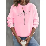 Women's Sweatshirts Graphic Animal Casual Long Sleeve Crew Neck Regular Tops Street Dailywear Casual Print White Pink Blue Green Fall Winter - Image 4