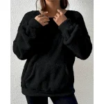 Women's Hoodies Plain Streetwear Casual Long Sleeve Crew Neck Regular Tops Street Holiday Pocket Black Fall Winter