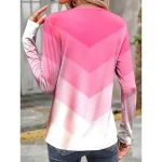 Women's T shirt Long Sleeve Crew Neck Long Sleeve Tunic Casual Print Regular Tops Daily Pink Spring Fall Prefall - Image 2