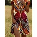 Women's Mini Dress Casual Dress Petite Dress T Shirt Dress Tee Dress Sundress Stylish Casual Vacation Casual Daily Regular Fit Graphic Short Sleeve Crew Neck Maroon Pink Blue Green Spring - Image 4