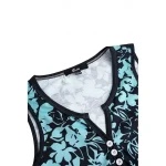 Women's Mini Dress Petite Dress T Shirt Dress Tee Dress Sundress Summer Dress Active Fashion Streetwear Outdoor Vacation Street Regular Fit Floral Leaf Sleeveless Split Neck White Pink Blue - Image 5