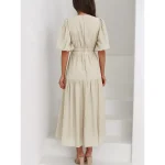 Women's Maxi Dress Casual Dress Swing Dress Basic Casual Vacation Daily Regular Fit Plain Short Sleeve V Neck Black Green Apricot Light Blue Summer - Image 2