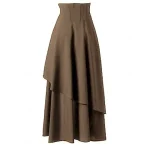 Women's Skirt A Line Vintage Fashion Casual Maxi High Waist Skirts Plain Irregular Hem Micro-elastic Street Daily Wine Black Red Brown Spring Polyester - Image 4