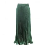 Women's Skirt A Line Fashion Casual Maxi High Waist Skirts Plain Pleated Micro-elastic Casual Daily Weekend Peacock Blue Violet Blue Dark Green Summer Polyester - Image 4