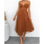 Women's Long Dress Maxi Dress Casual Dress Cocktail Dress Wedding Guest Dress Chiffon Dress Fashion Outdoor Party Holiday Regular Fit Plain Sleeveless V Neck Black Pink Brown Summer - Image 3