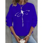 Women's Sweatshirts Graphic Animal Casual Long Sleeve Crew Neck Regular Tops Street Dailywear Casual Print White Pink Blue Green Fall Winter - Image 3