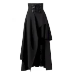 Women's Skirt A Line Vintage Fashion Casual Maxi High Waist Skirts Plain Irregular Hem Micro-elastic Street Daily Wine Black Red Brown Spring Polyester