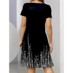 Women's Midi Dress Elegant Party Evening Crew Neck Short Sleeve T Shirt Dress Tee Dress Shift Dress Casual Formal Daily Regular Fit Floral Abstract Short Sleeve Crew Neck Black Blue Green Spring - Image 4