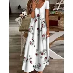 Women's Maxi Dress Casual Dress Shift Dress Long Dress White Blue Green Short Sleeve Floral Print Spring Summer Crew Neck Basic Daily Vacation Summer Dress 2023 S M L XL XXL 3XL - Image 2
