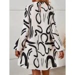 Women's Graphic Turtleneck Mini Dress Long Sleeve Summer Spring - Image 2
