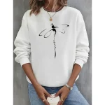 Women's Sweatshirts Graphic Animal Casual Long Sleeve Crew Neck Regular Tops Street Dailywear Casual Print White Pink Blue Green Fall Winter