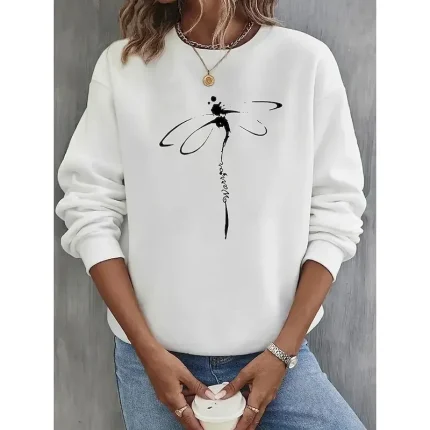 Women's Sweatshirts Graphic Animal Casual Long Sleeve Crew Neck Regular Tops Street Dailywear Casual Print White Pink Blue Green Fall Winter
