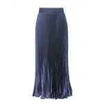 Women's Skirt A Line Fashion Casual Maxi High Waist Skirts Plain Pleated Micro-elastic Casual Daily Weekend Peacock Blue Violet Blue Dark Green Summer Polyester - Image 5